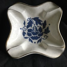 Charlotte Rhead Bursley Ware TL40 Shaped Dish Ashtray Hand Painted Blue Floral