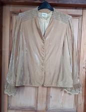 Viella Size UK 18  Embroidered  Velvet  Jacket  Gold  VGC