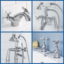 Traditional Bathroom Tap Set Mono Basin Mixer Twin Hot & Cold Bath Shower Mixer