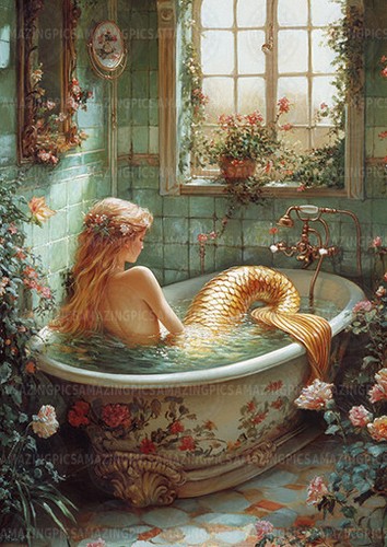Golden mermaid bathroom - golden,