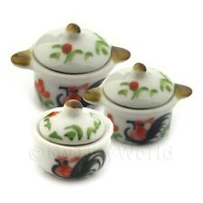 Miniature Ceramic Cockerel 3 Piece Serving Set