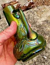 Antique c.1900 Art Nouveau Kralik Loetz Iridescent Glass Bottle Jug Ewer