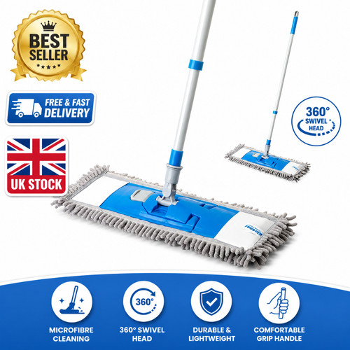 Chenille flat mop - flat, telescopic
