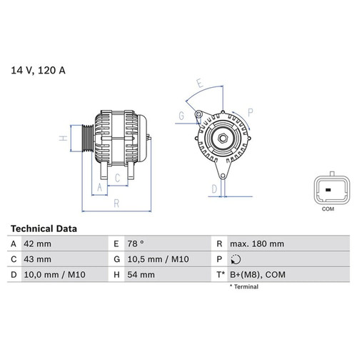 Bosch car alternator 12v fits - car,