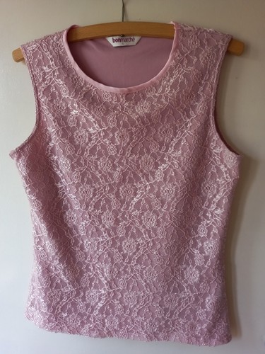 Bonmarche pink lacey vest top - vest,