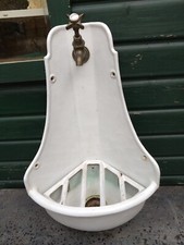 Vintage French Reclaimed Enamelled Iron Corner Sink