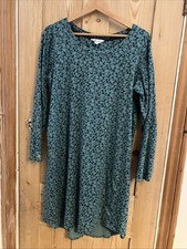 Ladies White Stuff Nightie - Size Medium - Jersey Cotton - Teal - Heart Print