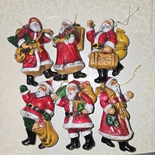 Set Of 6 Vintage Plastic Santa