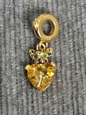 18k Gold Plated Sterling Silver Tiger/Cub Crystal Charm + FREE BRACELET UK