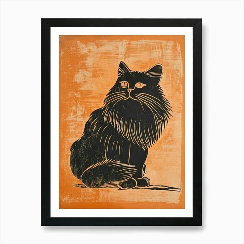Himalayan cat linocut - himalayan,