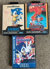 Sonic The Hedgehog 1 2 & 3 Mega Drive Bundle Tested & Working Great (megadrive)