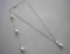 Ivory Cream Teardrop Pearl Backdrop Necklace for Women Brides Bridesmaid Wedding