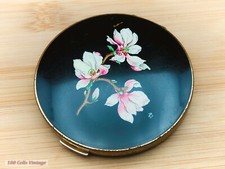 Stratton Black and Pink Floral Vintage Make Up/Powder Compact-205