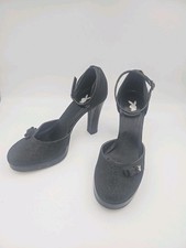 Vintage Playboy Black Glitter Heels