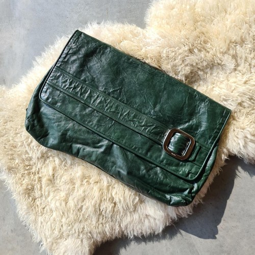 Large moss green prada clutch - large,