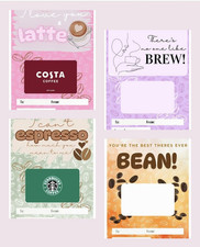 Costa Starbucks Coffee UK Gift Card Takeaway Birthday Treat Cake Card