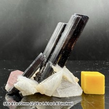 Rare Pink Apatite Cluster with Black Tourmaline on Natural Matrix Crystal