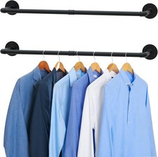 Industrial Pipe Clothes Racks Wall Mounted 3ft. 2 PACK