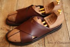 Louis Vuitton Mirabeau Mules Brown Leather Sandals Sliders Flip Flops UK 9.5