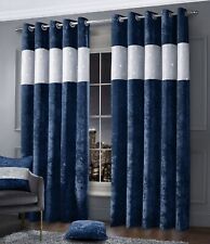 Crushed Velvet Diamante Plush Glam Sparkle Curtain Pair Eyelet Ringtop Silver