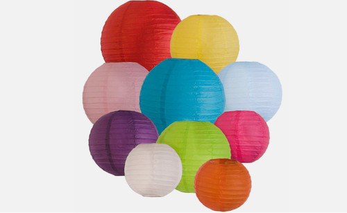 Round paper lanterns - 8"-10",