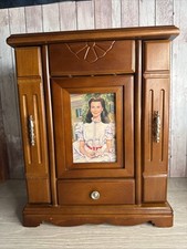 Beautiful Large Wooden Wardrobe Style Lidded Jewellery Box with Photo Frame