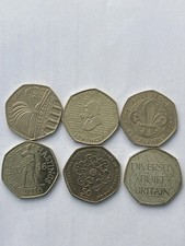x6 50 Pence Piece coins Collectible Bundle taken from circulation