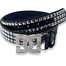 DC Shoes Black Studded Belt Buckle with Rhinestones Emo Y2K