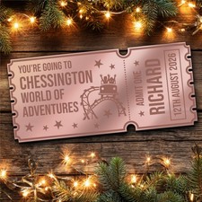 Rose Gold Mirror Acrylic Ticket Chessington World Of Adventures Theme Park