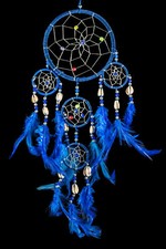 NEW HANDMADE NATIVE AMERICAN INDIAN STYLE DREAM CATCHER BLUE /dcny11trishellblu