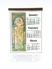 Dolls House 1:12 scale Miniature, Art  Nouveau calendar