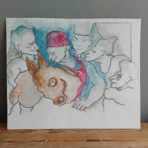 Original watercolour portrait - original,