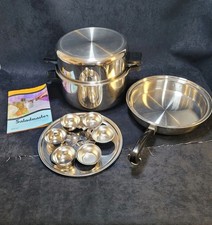 Vtg Saladmaster 18-8 TriClad 6 Qt Dutch Oven Stockpot W/Lid 10” Pan Egg Poacher 