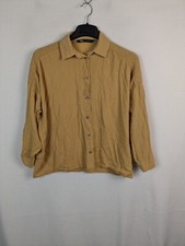 Ladies casual top blouse size small Yellow mustard 3/4 sleeve button up Zara