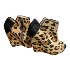 Zara Leopard Print Fur Wedge