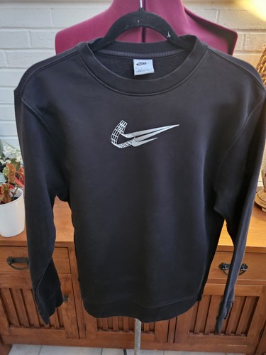Nike black logo fleece crew - nike,