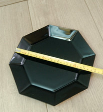 Octime Black Glass Small Dinner Plate 25cm 9.5 In Octagon Arcoroc France Vintage