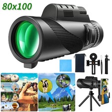 80X100 Super High Power Portable Monocular Telescope Binoculars Hunting Camping#
