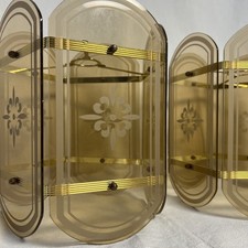 Pair Vintage Smoked Glass Ceiling Light Lamp Shade Pendant 5 Panels Mid Century