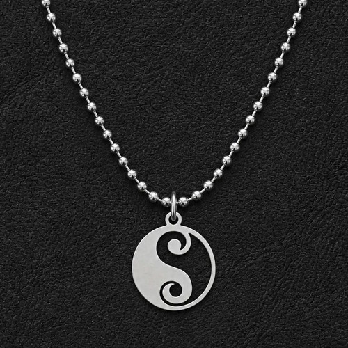 Silver swirly yin yang - swirly,