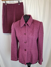 Oxigeno 90 Women's Skirt Suit Purple Mohair Wool Single breasted UK12 Formal