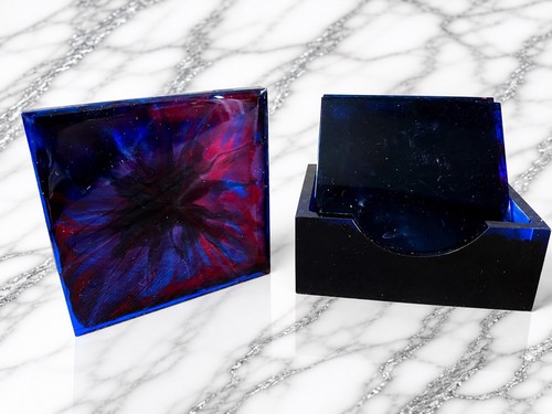 Handmade resin coaster set - coaster,