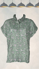 Ex Tu Clothing Women’s Short Sleeve Broderie Detail Shirt in Green Floral
