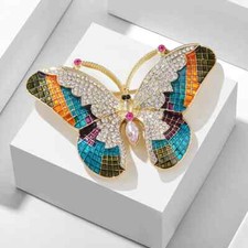 Women Colorful Exquisite Butterfly Brooch rhinestone Animal Pins