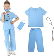 Kids Doctor Nurse Costume Fancy Dress Role Play Set top pants mask stethoscope