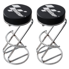 Pair Of MotoGP Bar Stools Black Home Garden Breakfast Pub Stools Factory Seconds