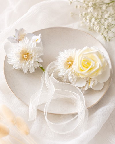 Ivory rose corsage - ivory,