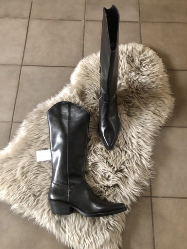 Zara black cowboy - heeled, knee