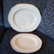 2XAlfred Meakin Royal Marigold Large Platter 14"+11"  Ivory  Gold Rim NO ISSUES