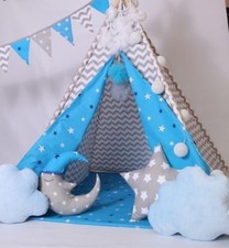 🥰HANDMADE KIDS ❤️TEEPEE TIPI WIGWAM WITH POLES AND MAT🎁